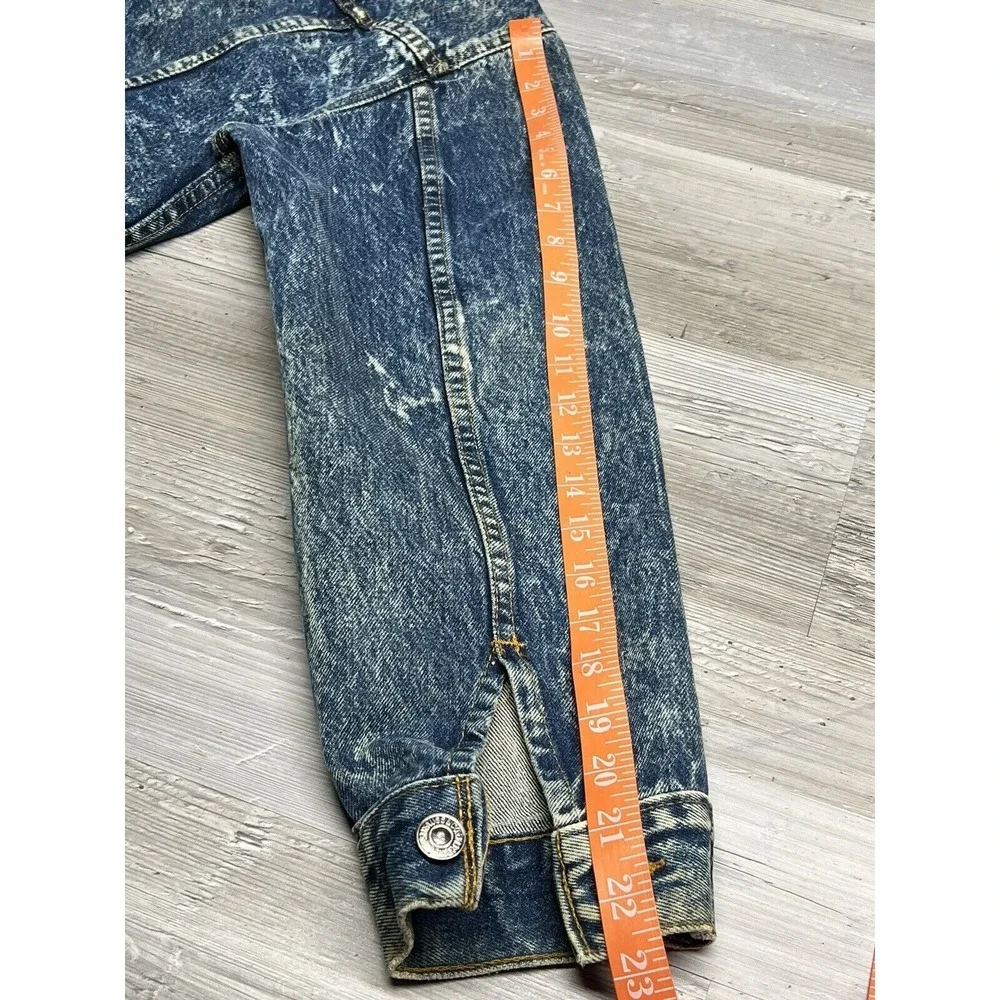 Vintage Kids Levis Denim‎ Jacket Dark Acid Wash Trucker Size XL 90s Made in USA